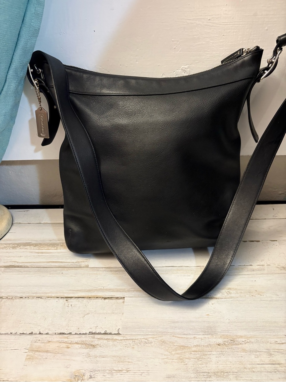 Coach Flawless Vintage Black Glovetanned leather Slim Duffel Bag 9188
